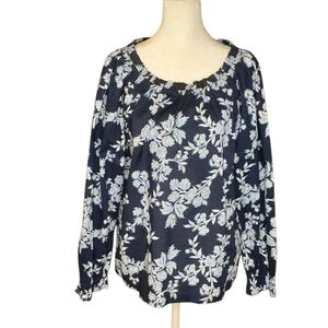 J. Crew Blue Long Sleeve Relaxed Blouse. New With Tags